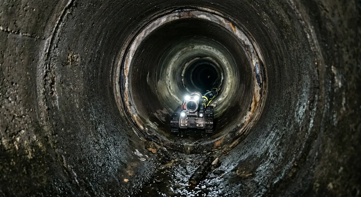 Robotic sewer camera inspecting pipe interior for Sewer Line Repair in Carolina Forest